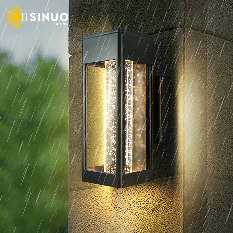 Afralia™ Crystal Bubble Glass Wall Lamp 11W LED Outdoor Sconce IP65 Garden Light