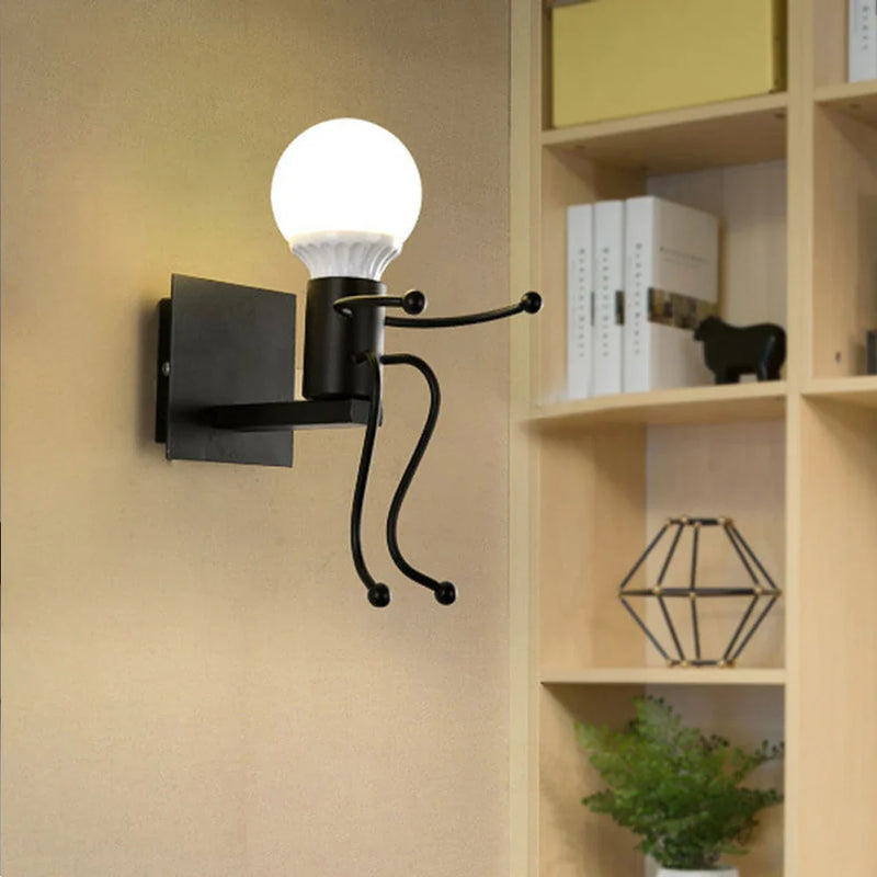 Afralia™ Little Man LED Wall Light: Modern, Simple, Creative Design for Children's Bedroom