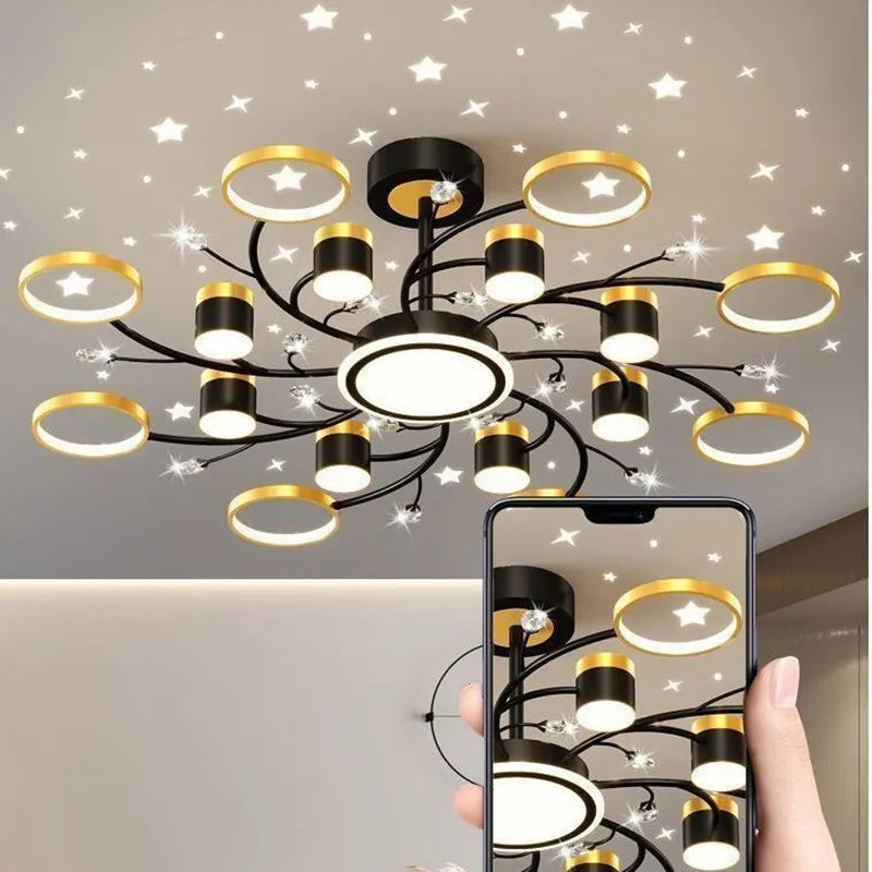 Afralia™ Nordic Starry Sky Dimmable LED Ceiling Chandelier for Home Decor Lighting