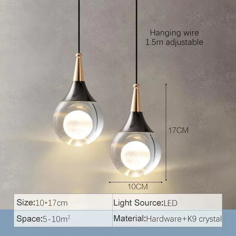 Afralia™ Crystal LED Ball Pendant Chandelier for Dining Room, Bedroom, Kitchen, and Restaurant decor