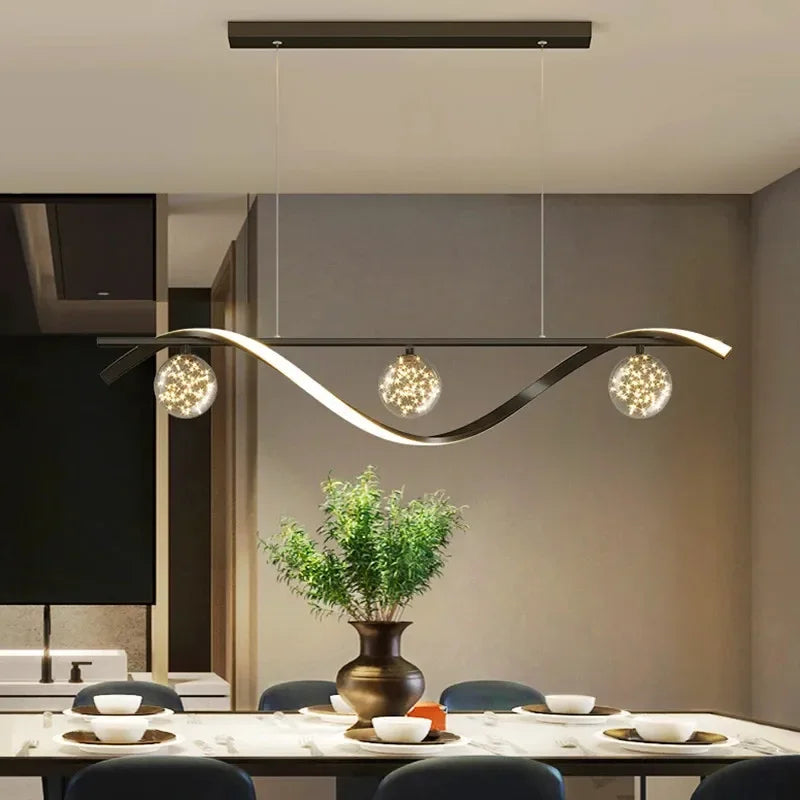Afralia™ LED Pendant Lamps Dimmable Ceiling Chandelier for Dining Room Kitchen Island