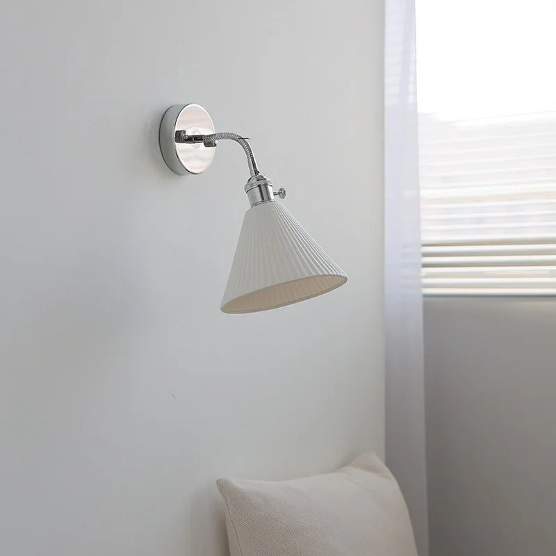 Afralia™ White Ceramic LED Wall Lights Adjustable Modern Bedside Lamp