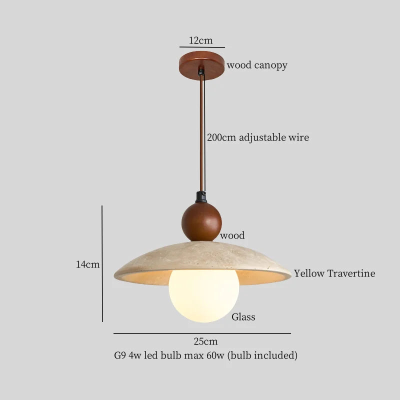 Afralia™ Yellow Travertine Glass LED Pendant Lights for Dining and Living Room
