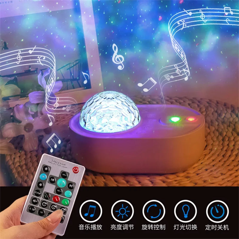 Afralia™ Spaceship Night Light Projector with Bluetooth Speaker for Kids Room