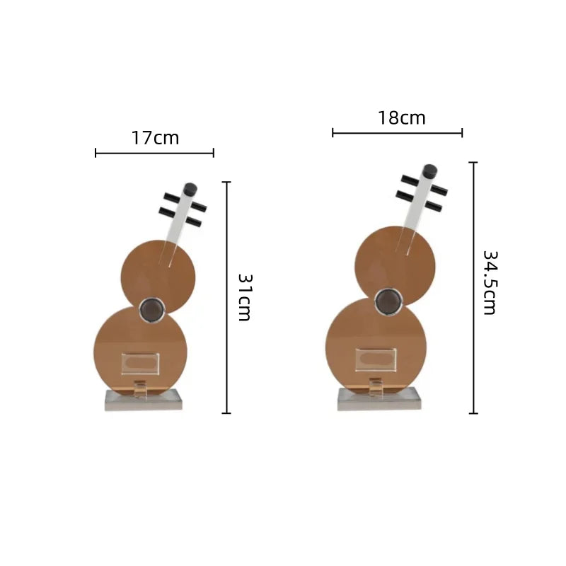 Afralia™ Crystal Guitar Sculpture Brown Glass Figurine for Home Decor