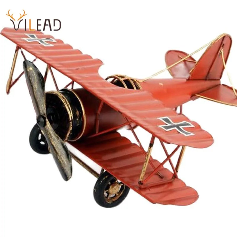 Afralia™ Iron Airplane Figurine Model: Vintage Home Decor & Kids Gift