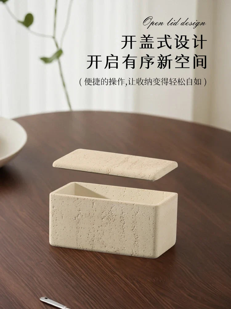 Afralia™ Marble Desktop Storage Box for Home Décor and Organization