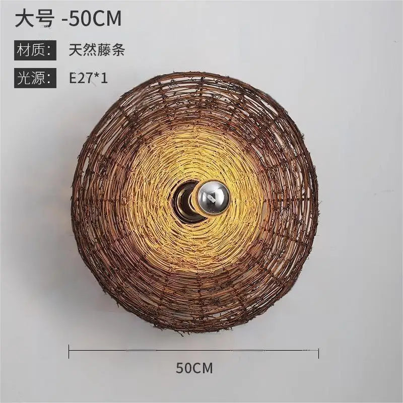 Afralia™ Rattan Weave LED Wall Lamp for Corridor, Bedroom, Living Room, Hotel and Bar