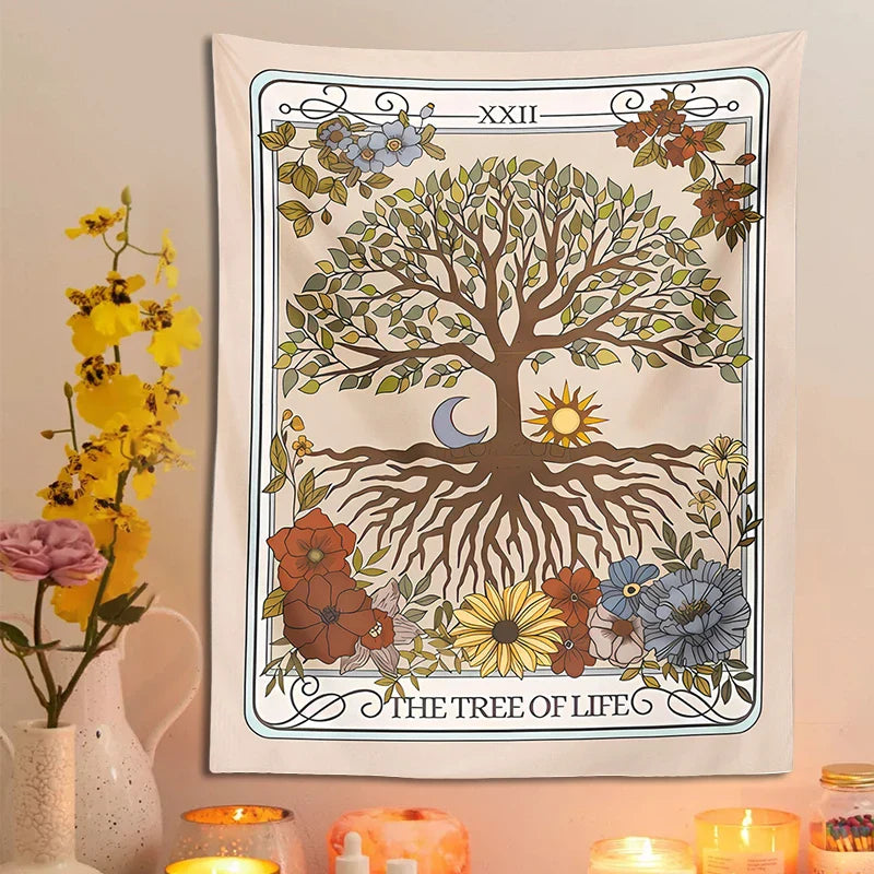 Afralia™ Tree of Life Tarot Tapestry Wall Hanging for Mystical Forest Vibes