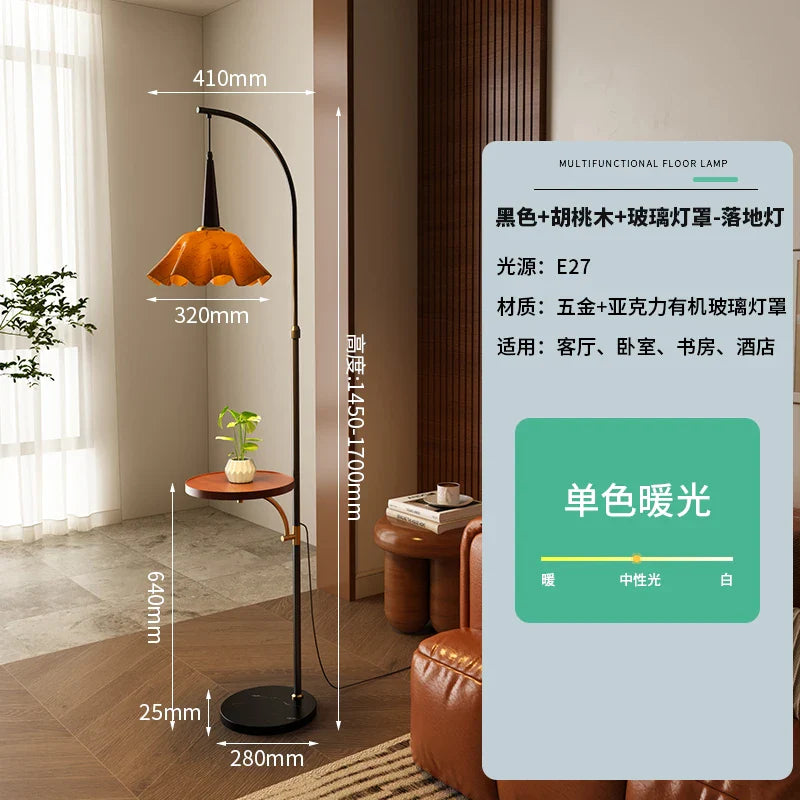 Afralia™ 3-in-1 Living Room Floor Lamp with Storage Shelf