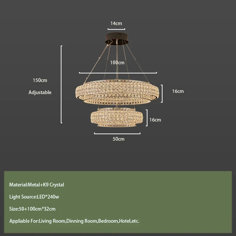 Afralia™ Modern Round Crystal LED Ceiling Lamp for Luxurious Living Room Lighting