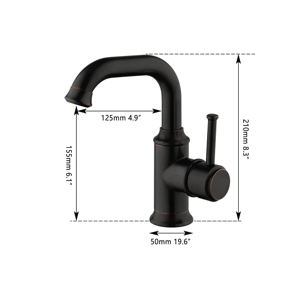 Afralia™ Special Shape Bathroom Faucet Black Finish Single Handle Hot Cold Mixer Taps