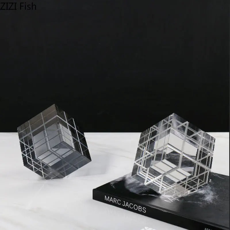 Afralia™ Crystal Magic Cube Desk Ornament Sculpture DecorationCrafts