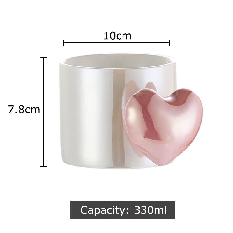 Afralia™ Love Heart Ceramic Mugs 330ml Dining Coffee Tea Cup Juice Container