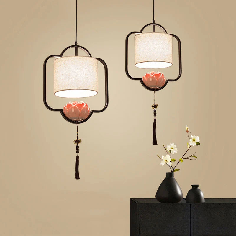 Afralia™ Chinese Cloth Chandelier for Bedroom, Dining Room, Corridor, Hotel - Light & Elegant