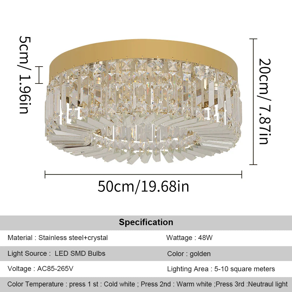 Afralia™ Modern Nordic Crystal Ceiling Chandelier LED Round Pendant Lamp