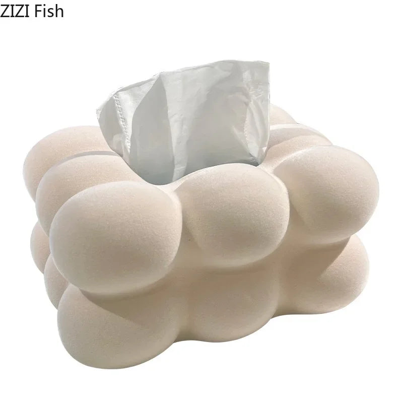 Afralia™ Cloud Ceramic Tissue Box - White Porcelain Desk Decoration
