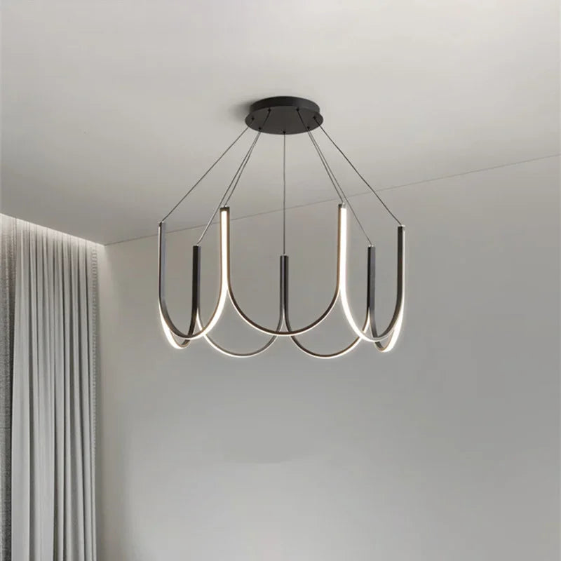 Afralia™ U-Shape LED Pendant Chandelier for Modern Minimalist Luxury Home Decor