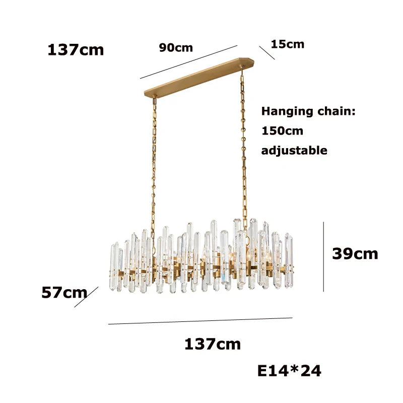 Afralia™ Retro E14 LED Crystal Chandelier for Dining Room