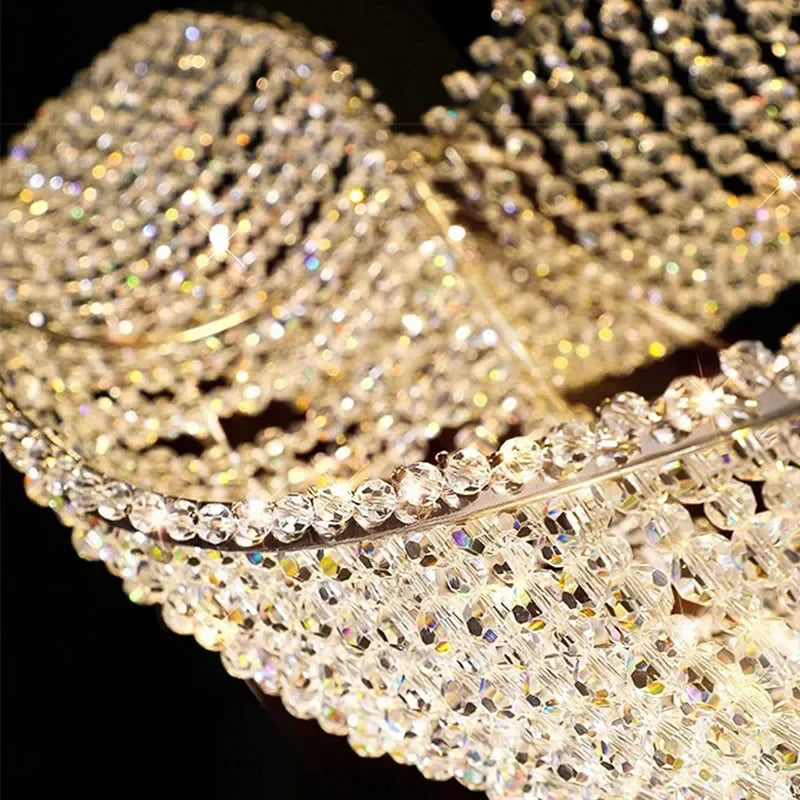 Afralia™ Modern Luxury Gold Crystal Chandelier LED Ceiling Light for Home, Bar, Restaurant