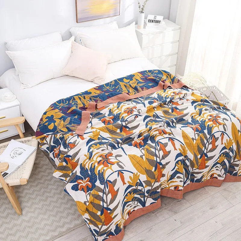 Afralia™ Floral Yarn-Dyed Jacquard Cotton Blanket - Summer 200x230cm (150x200cm)