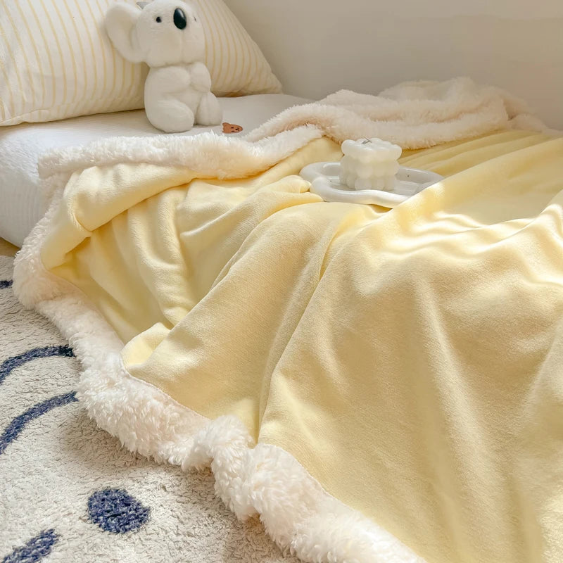 Afralia™ Plush Lamb Wool Bed Blanket, Soft Cozy Velvet, Warm Fluffy Flannel, 150x200cm, 200x230cm