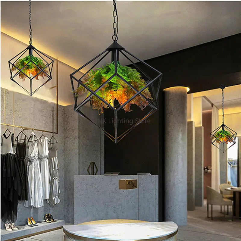 Afralia™ Industrial Greenery Chandelier for Bars and Cafes
