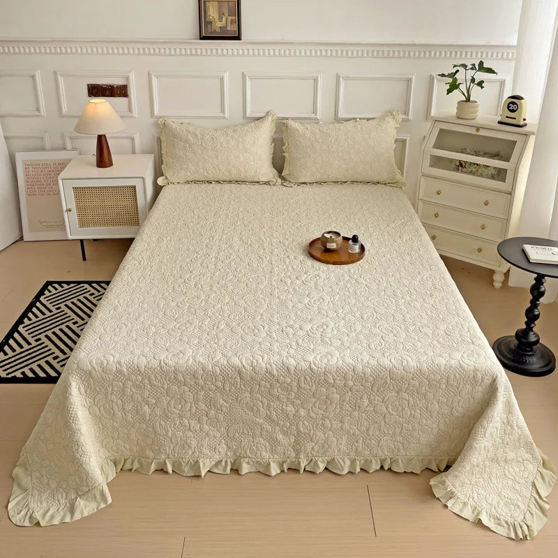 Afralia™ Cotton Quilted Embroidered Bedspread Set