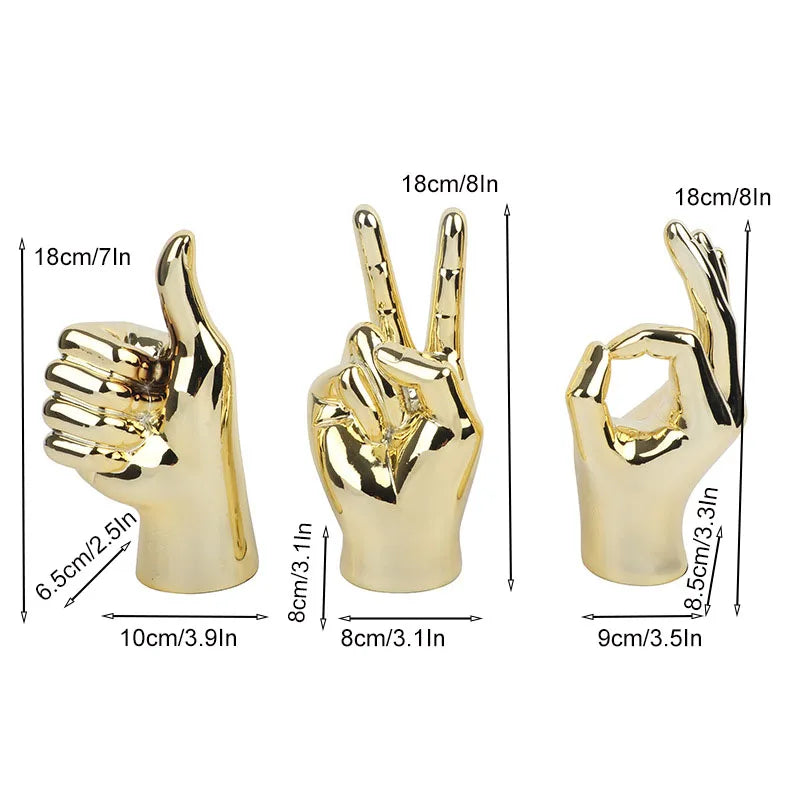 Afralia™ Hand Love Gesture Figurine Sculpture Home Desktop Decor
