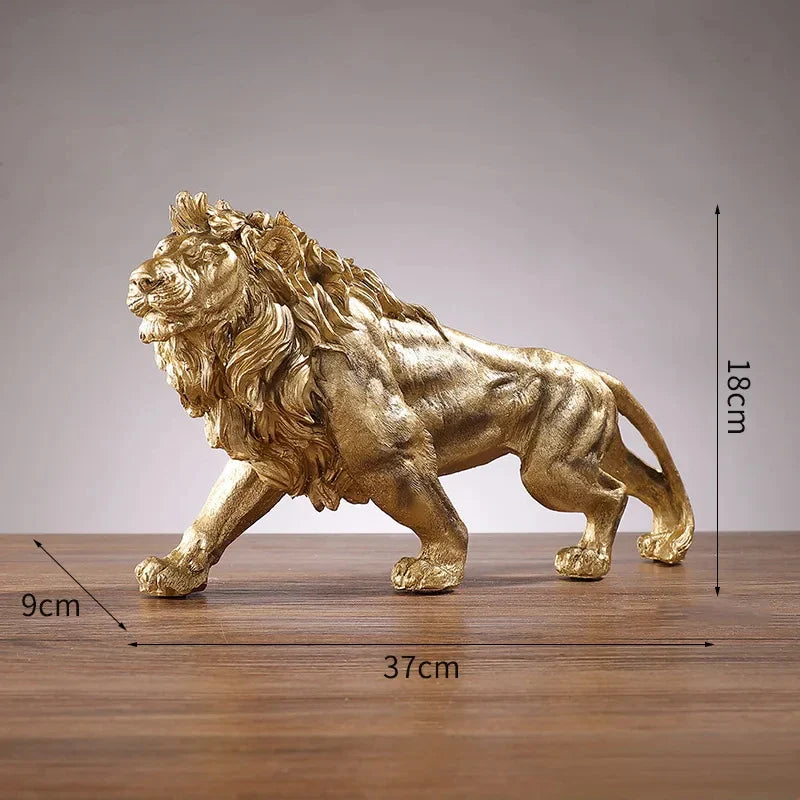 Afralia™ Golden Lion King Resin Statue Ornament for Home Office Desktop Decoration