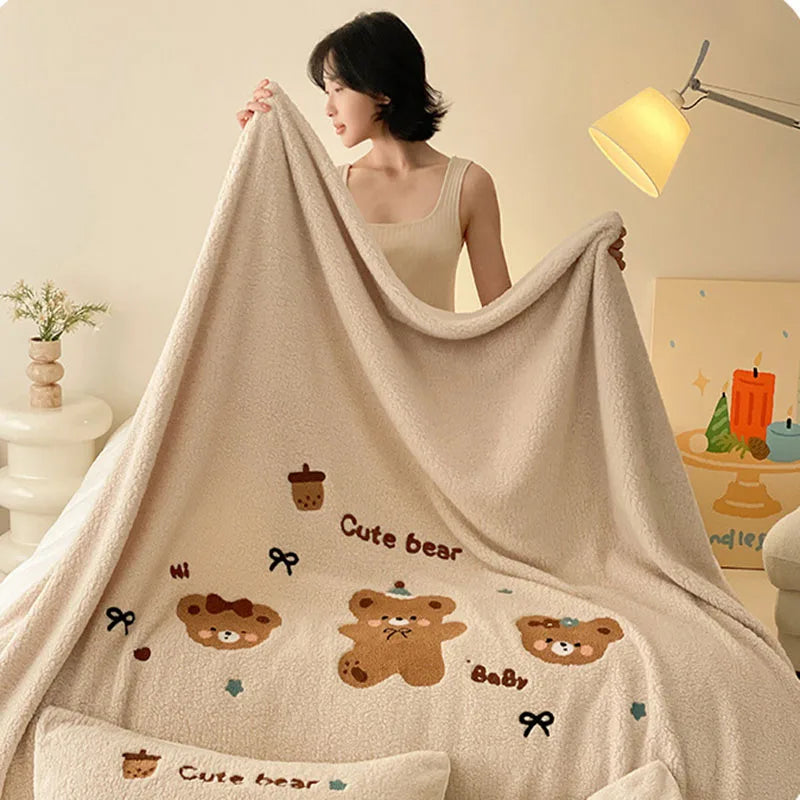 Afralia™ Cozy Teddy Fleece Blanket - Luxury Bedspread for All Seasons