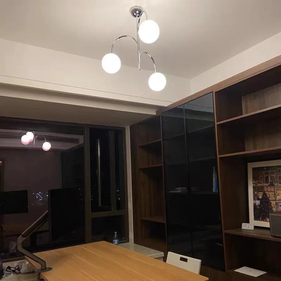 Afralia™ Glass Ball Chrome Chandelier Pendant Light Ceiling Mount Suspension Lamp