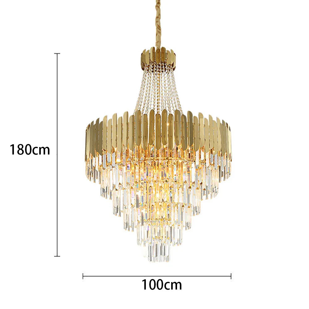 Afralia™ Modern Golden Crystal Pendant Chandelier for Luxurious Living Room Decor