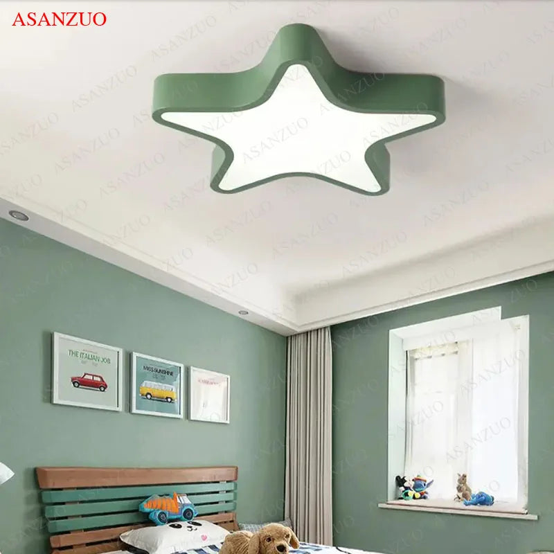 Afralia™ Macaron Star Ceiling Light for Children's Room - Dimmable & Romantic