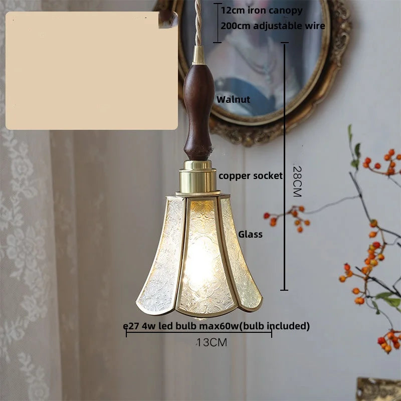 Afralia™ Nordic LED Pendant Light Glass Kitchen Dining Room Copper Hanging Lamp