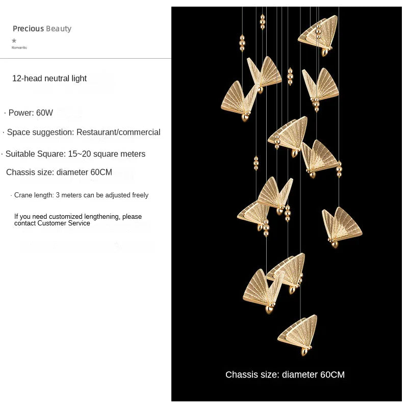 Afralia™ Butterfly Pendant Lamps: Modern Luxury Staircase & Bedroom Lighting Fixtures