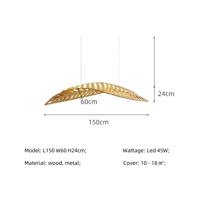 Afralia™ Wood Fish Bone Pendant Light Chandelier - Modern Nordic Style Indoor Hanging Lamp