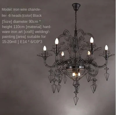 Afralia™ Baroque Black Candle Chandelier Pendant Lamp for Bedroom, Living Room & Restaurant