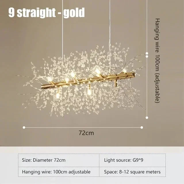 Afralia™ Dandelion Crystal Ceiling Lamp Chandelier for Bedroom Dining Room Kitchen Island