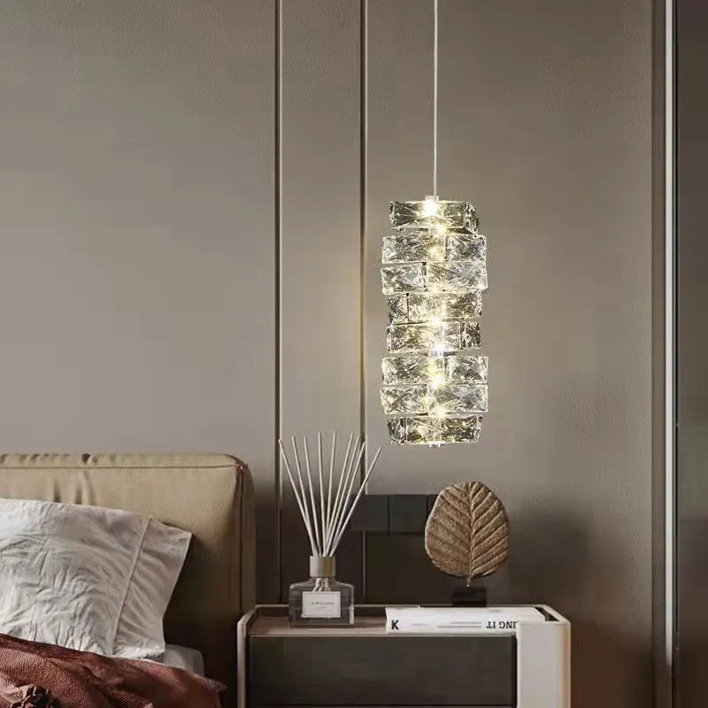 Afralia™ Crystal Pendant Chandelier: Dimmable Luxury LED Light for Modern Living Room