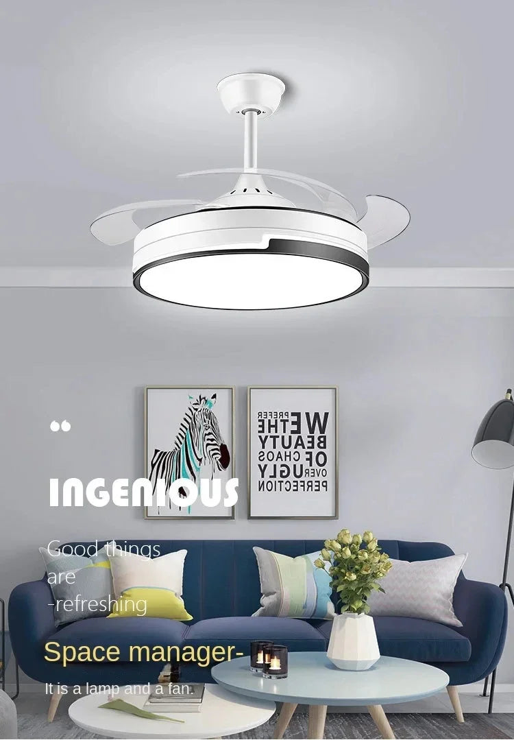 Afralia™ Copper Ceiling Fan with Energy-saving Lighting, Modern Style, 6-speed Variab