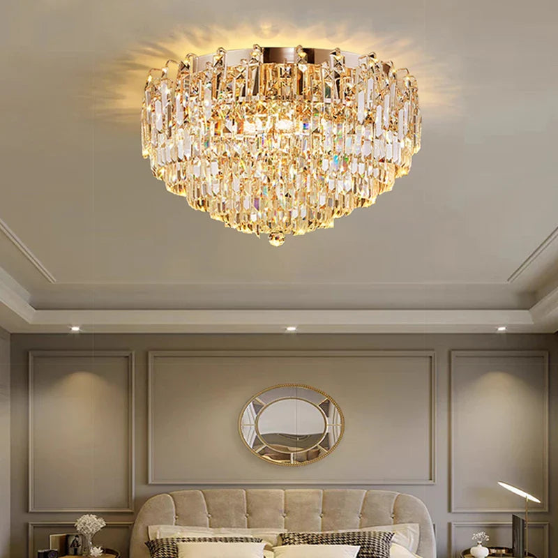 Afralia™ Crystal Pendant Chandelier LED Hanging Lamp for Luxury Living Room Decor