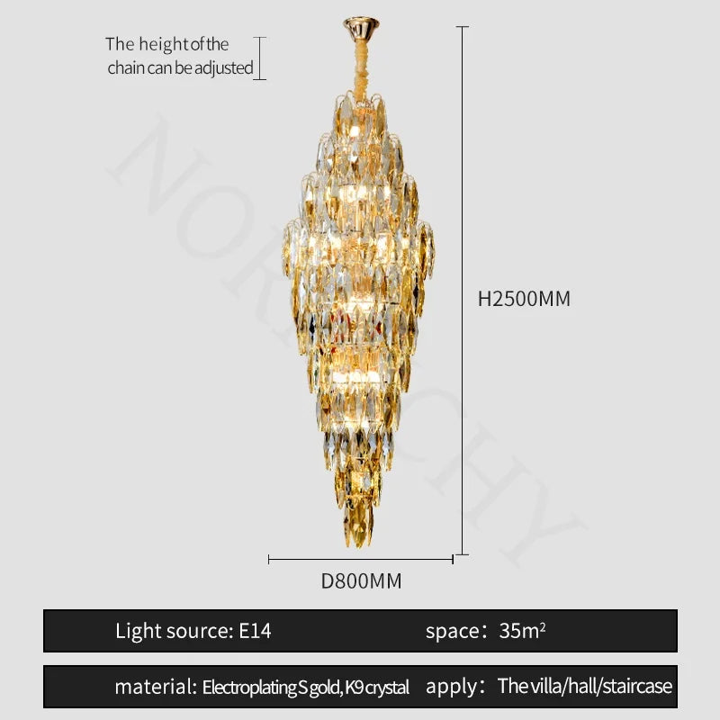 Afralia™ European Crystal Duplex Chandelier for Hotel Lobby Staircase & Villa Living Room