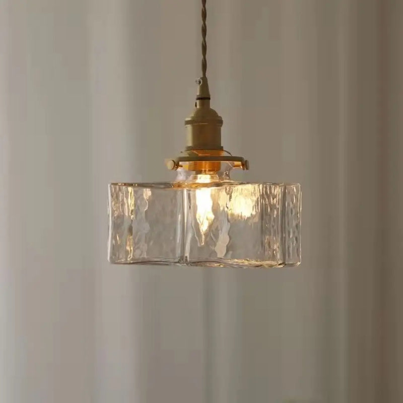 Afralia™ Vintage Brass Glass Pendant Lamp Rustic LED Chandelier for Home Decoration