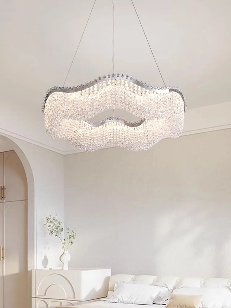 Afralia™ Modern Luxury Crystal Bead Chandelier with LED Lights for Home Decor