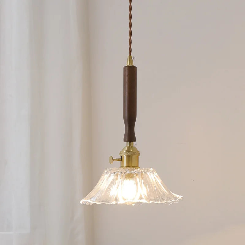 Afralia™ LED Walnut Copper Pendant Light with Knob Switch - Modern Style Lighting Fixtures