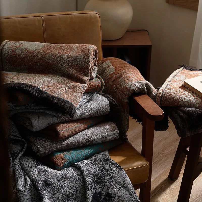 Afralia™ Luxury 100% Cotton Sofa Cover Blanket for Travel & Home - 140X190Cm