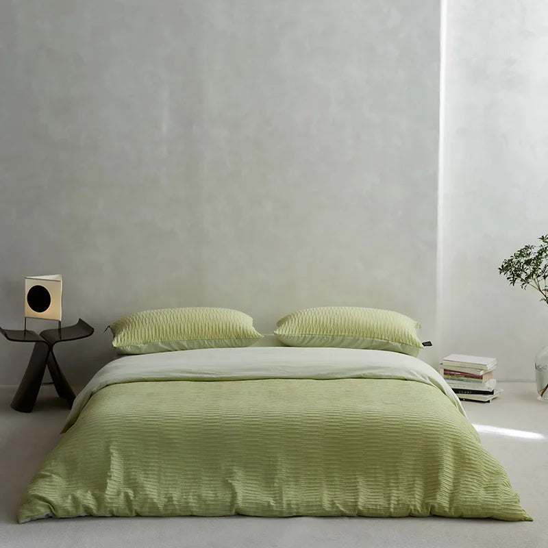 Afralia™ Ripple Jacquard Cotton Bedding Set, Color Blocking Quilt Set Twin King Queen