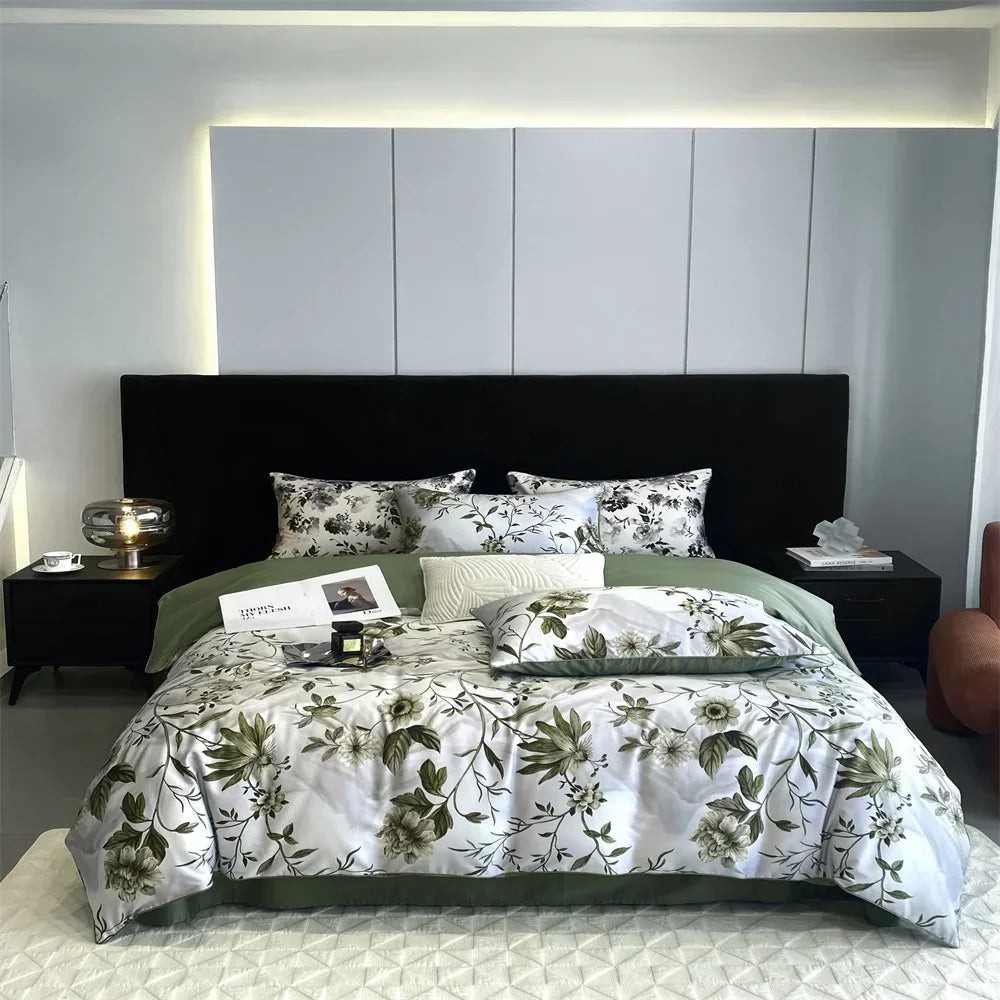 Afralia™ 1000TC Egyptian Cotton Bedding Set, Solid Color Sheets, Pillowcase, Blanket Cover, King Queen Europe Size