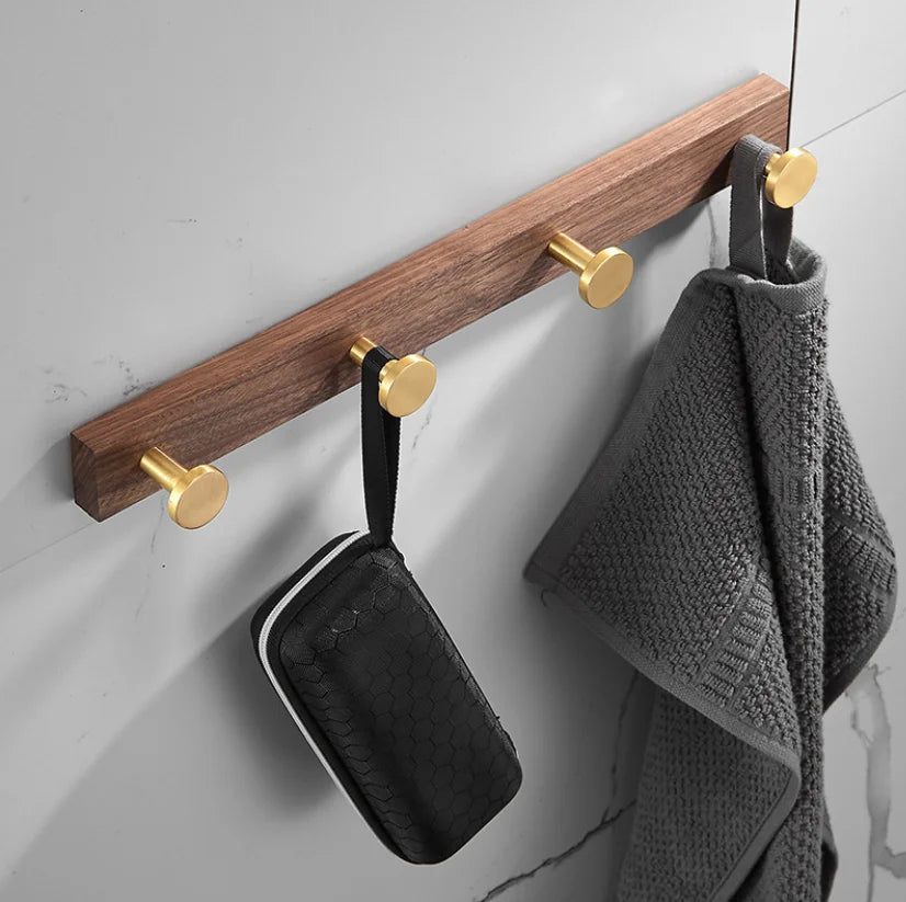 Afralia™ Walnut Wood Bathroom Row Hooks – Creative Single Hook for Wardrobe and Bedroom